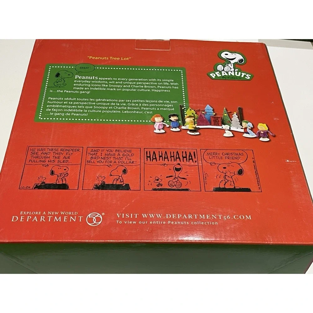 DEPARTMENT 56 PEANUTS CHRISTMAS VILLAGE TREE LOT SET OF 7 ORIGINAL BOX CHARLIE